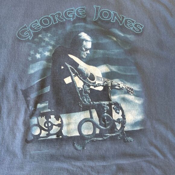 Vintage Y2K George Jones The Rock 2002 Blue Tour Shirt Size XXL Country Possum - Picture 2 of 8